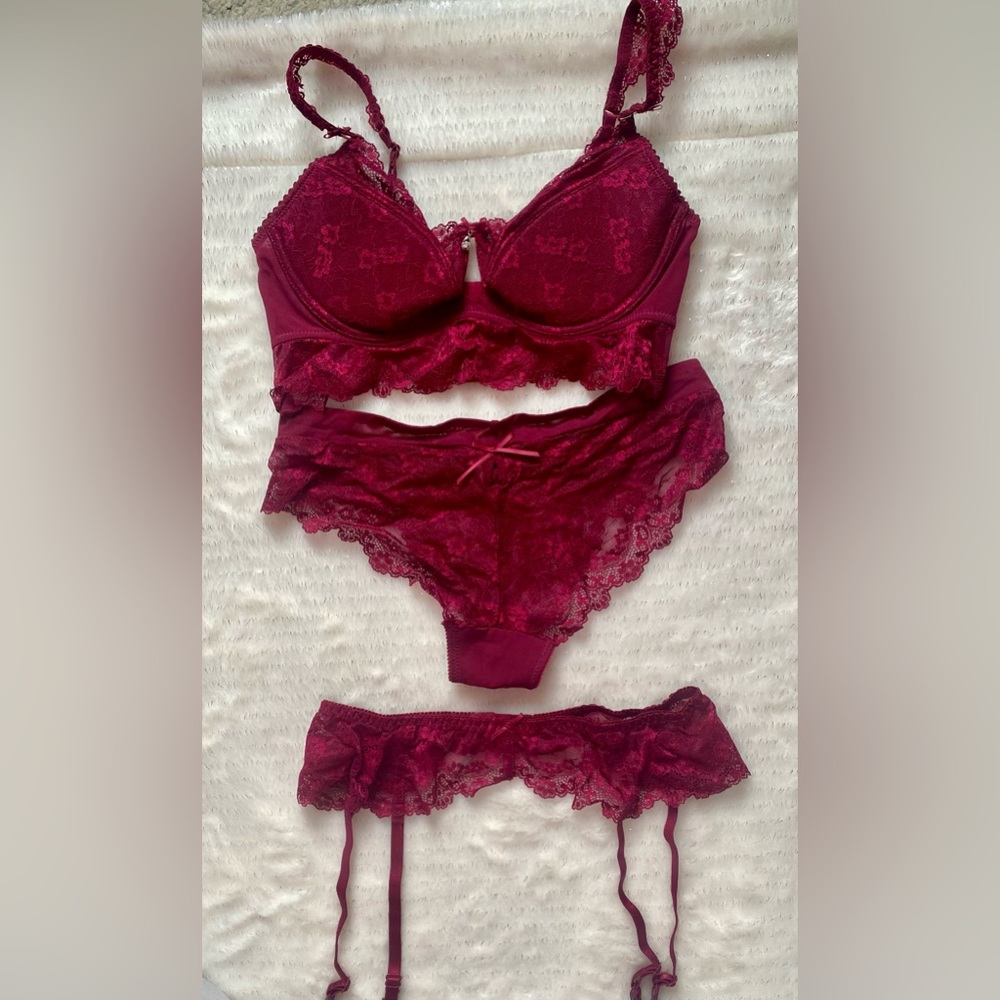 Padded Bra, Panty, and Garter Set